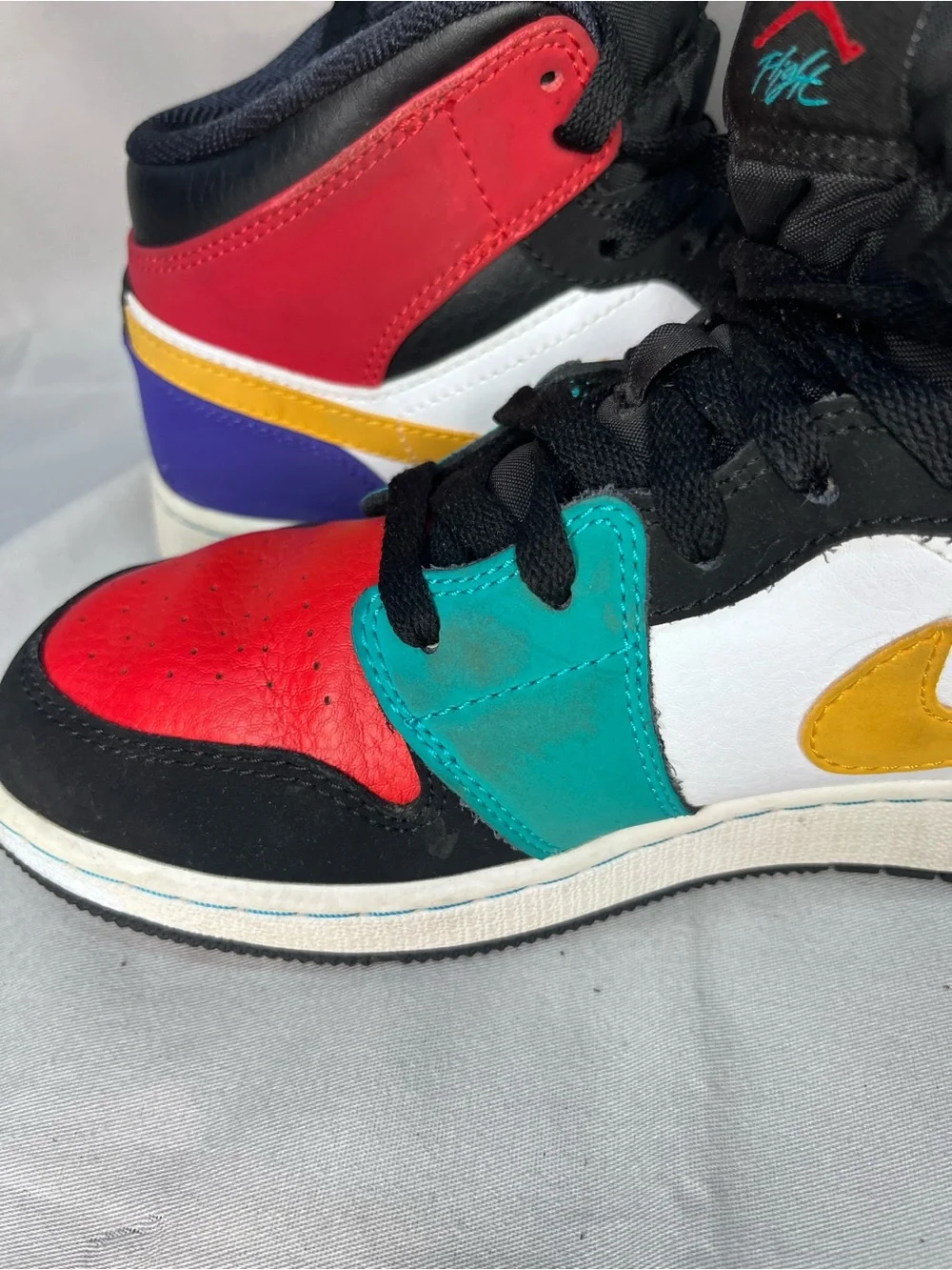 Nike Air Jordan 1 Mid GS Retro Multicolor Sneakers Youth Size 7 Shoes 554725-125